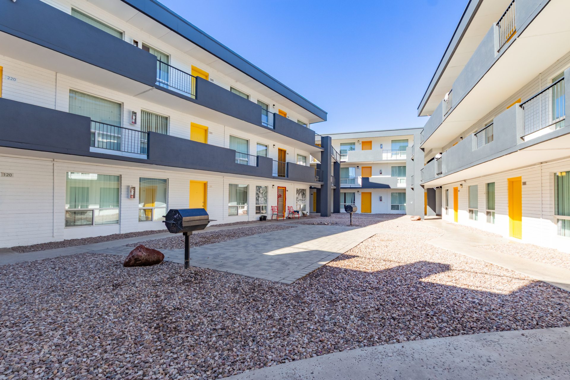 Building exterior at Radius Apartments.